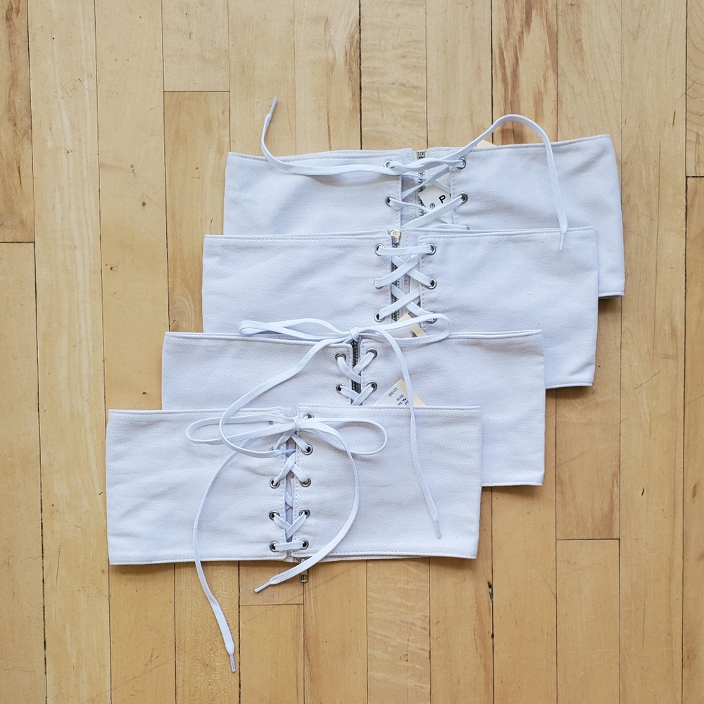 White fabric corset belt
